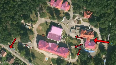 Mapa areálu s přikázaným směrem jízdy